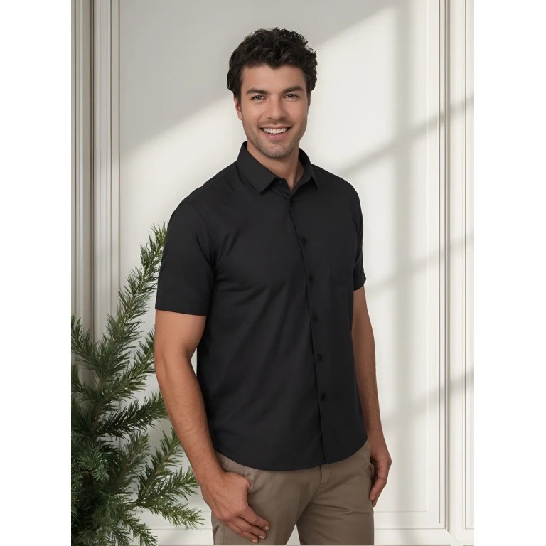 Camisa Breda Manga Curta 01111249 Passa Fácil Lisa Com Bolso