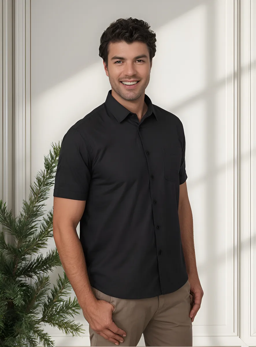 Camisa Breda Manga Curta 01111249 Passa Fácil Lisa Com Bolso